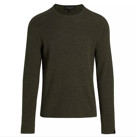 Rag & Bone Collin Wool Crewneck Army Green Sweater Size XX - Large Nwt ❤️ - Picture 4 of 11